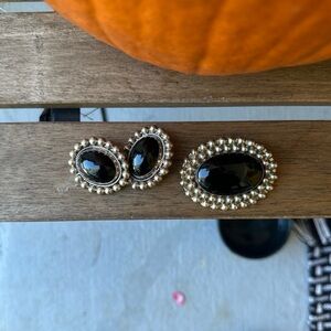 Sterling Silver Vintage Earring and Brooch Set